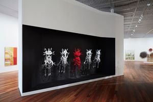 Garambara, _Gurne-garnjirra (fishtrap fence)_ (2022). Exhibition view: Yiribana Gallery, Art Gallery of New South Wales, Sydney (3 December 2022–mid-2023). Photo: © Art Gallery of New South Wales, Zan Wimberley.
